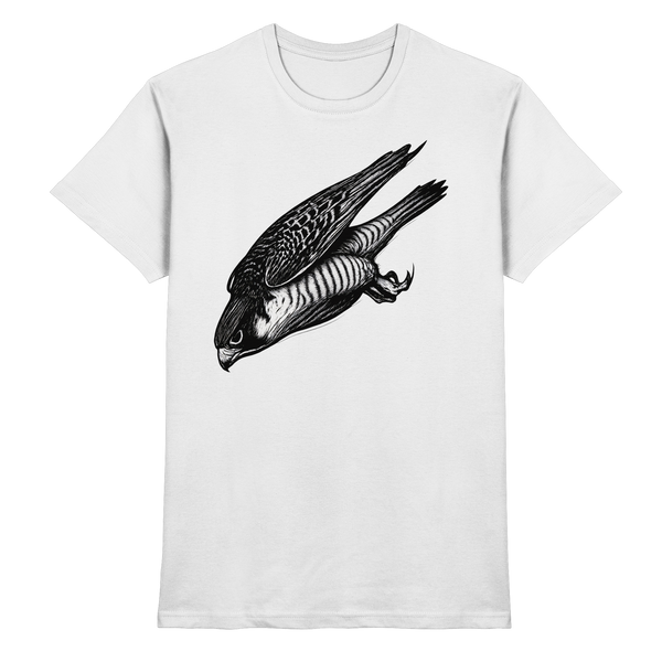 Swift Dive t-shirt in White with a diving falcon – Arvenzo