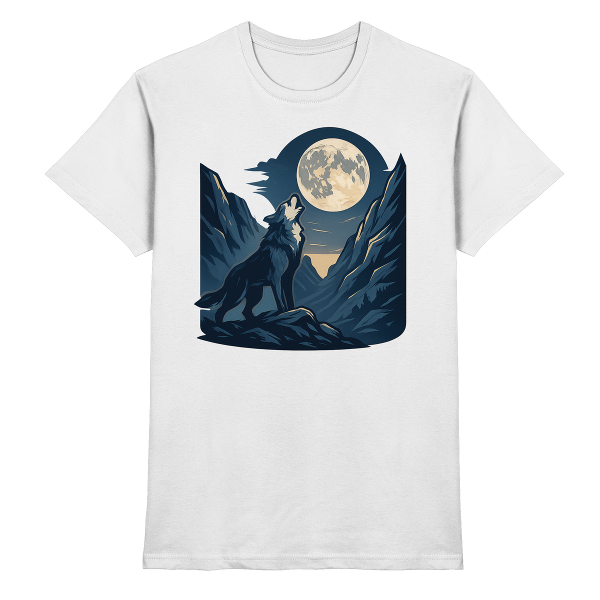 Front view of Arvenzo silver Howl unisex shirt in white, showcasing its stylish design and fit.