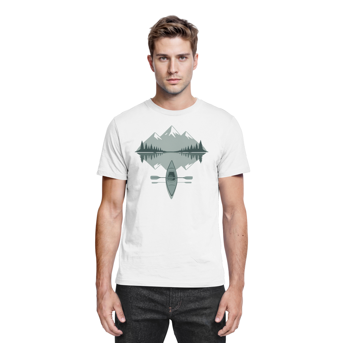 White Arvenzo Mirror Lake unisex shirt featuring a front view with a stylish, premium design on a comfortable fabric.