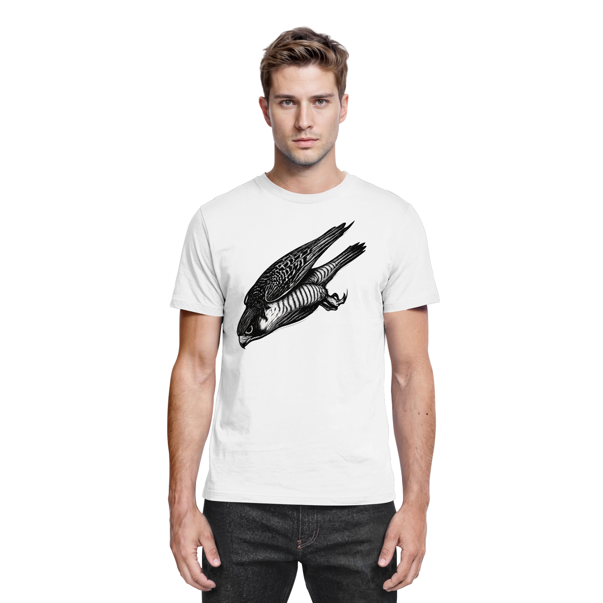 White Arvenzo Swift Dive unisex shirt front view, showcasing the sleek design and comfortable fit of the premium casual shirt.
