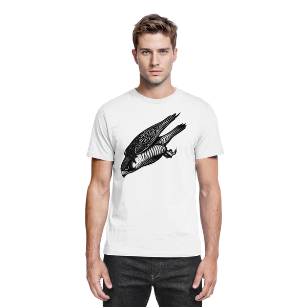 Swift Dive t-shirt in White with a diving falcon – Arvenzo