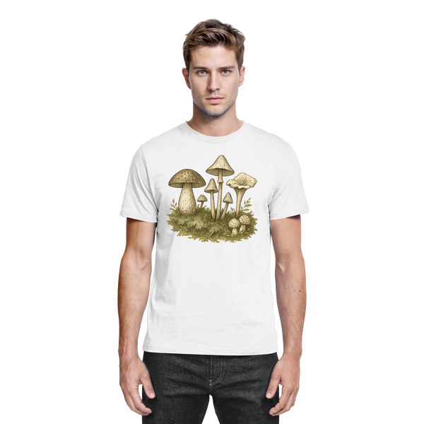 Forest Floor t-shirt in White with a forest mushroom – Arvenzo