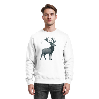 Mist Crown sweatshirt with a red deer in the morning mist – Arvenzo