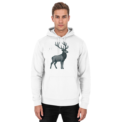 Mist Crown hoodie with a red deer in the morning mist – Arvenzo