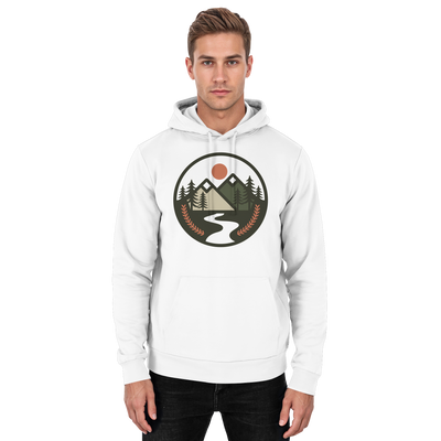 Open Ground hoodie with mountains, sun and a hiking trail – Arvenzo