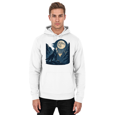 Silver Howl hoodie with a wolf howling at the full moon – Arvenzo