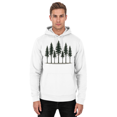Pine Dusk hoodie with a row of pine trees – Arvenzo