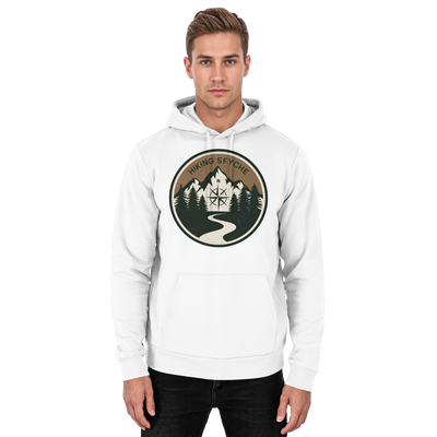 Trail Crest hoodie with a vintage hiking badge – Arvenzo
