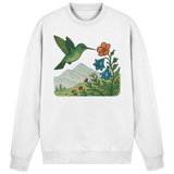 Arvenzo Bloom Wing sweatshirt in Arctic White, front view showing a casual crewneck sweatshirt with a subtle wing design.