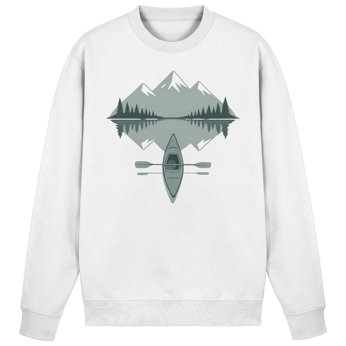 Arvenzo Mirror Lake sweatshirt in Arctic White, front view showing a comfortable crewneck design and soft fabric.