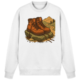 Arvenzo Trail Rest sweatshirt in Arctic White, front view showing classic crew neck and comfortable fit.