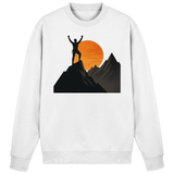 Arvenzo Bold Ascent sweatshirt in arctic white, front view showing classic crew neck and soft fabric texture.
