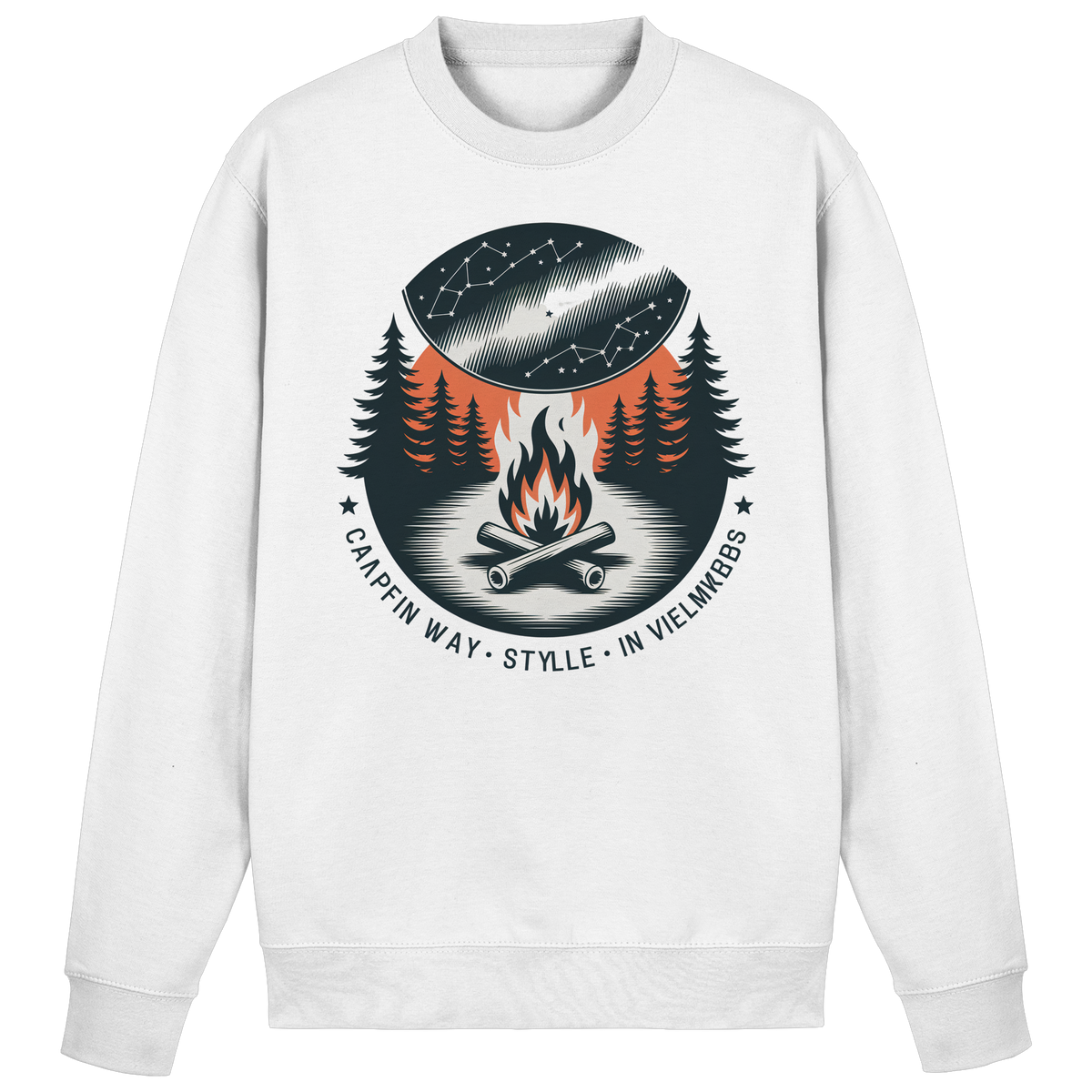 Arvenzo star map sweatshirt in Arctic White with celestial design on the front, cozy and stylish for casual wear.