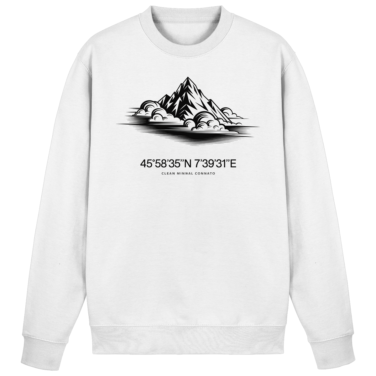 Arvenzo Summit Point sweatshirt in Arctic White, front view showing a cozy, classic sweatshirt with a round neckline and soft fabric.