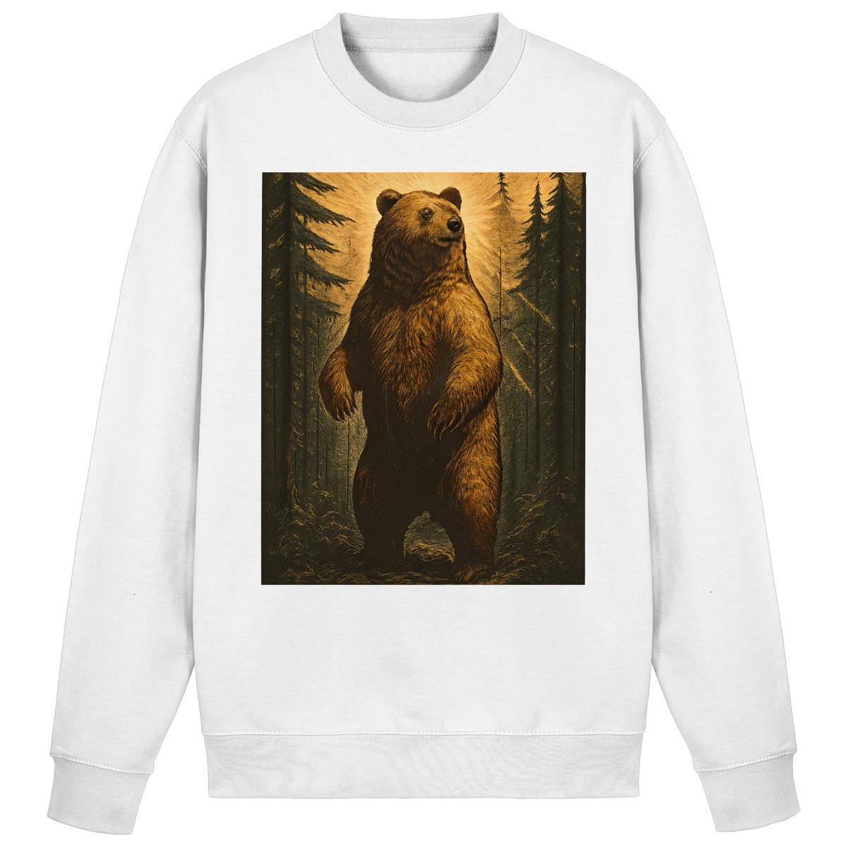 Arvenzo Deep Timber sweatshirt in Arctic White, front view showing classic crewneck design and soft fabric texture.