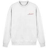 Arvenzo pure ground sweatshirt in arctic white, front view showing a classic crewneck and soft fabric.