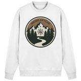 Arvenzo Trail Crest sweatshirt in Arctic White, front view showing classic crewneck design and soft fabric.