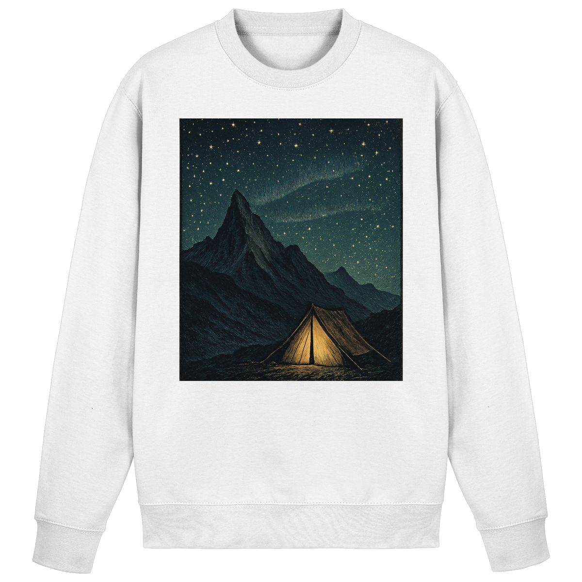 Arvenzo North Light sweatshirt in Arctic White, front view showing a classic crewneck design and soft cotton fabric.