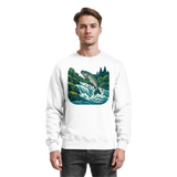 Front view of Arvenzo Silver Run sweatshirt in Arctic White, featuring a classic crewneck and relaxed fit.