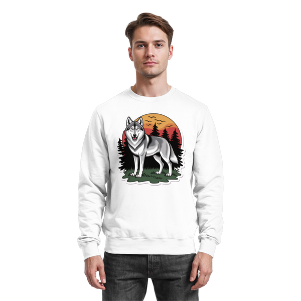 Arvenzo Lone Dusk sweatshirt in Arctic White, front view showing a casual, comfortable sweatshirt with a simple design.