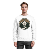 Arvenzo Trail Crest sweatshirt in Arctic White, front view showing classic crewneck design and soft fabric texture.