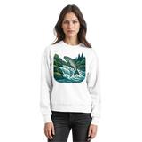 Front view of Arvenzo Silver Run sweatshirt in Arctic White, showcasing a classic crewneck design and soft cotton fabric.