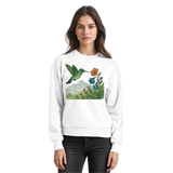 Arvenzo Bloom Wing Sweatshirt in Arctic White, front view showing a casual, cozy sweatshirt with a subtle wing design.