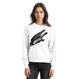 Arvenzo Swift Dive sweatshirt in arctic white, front view showing classic crewneck design and soft fabric texture.