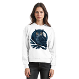 Arvenzo Night Watch sweatshirt in Arctic White, front view showing simple crewneck design and soft cotton fabric.