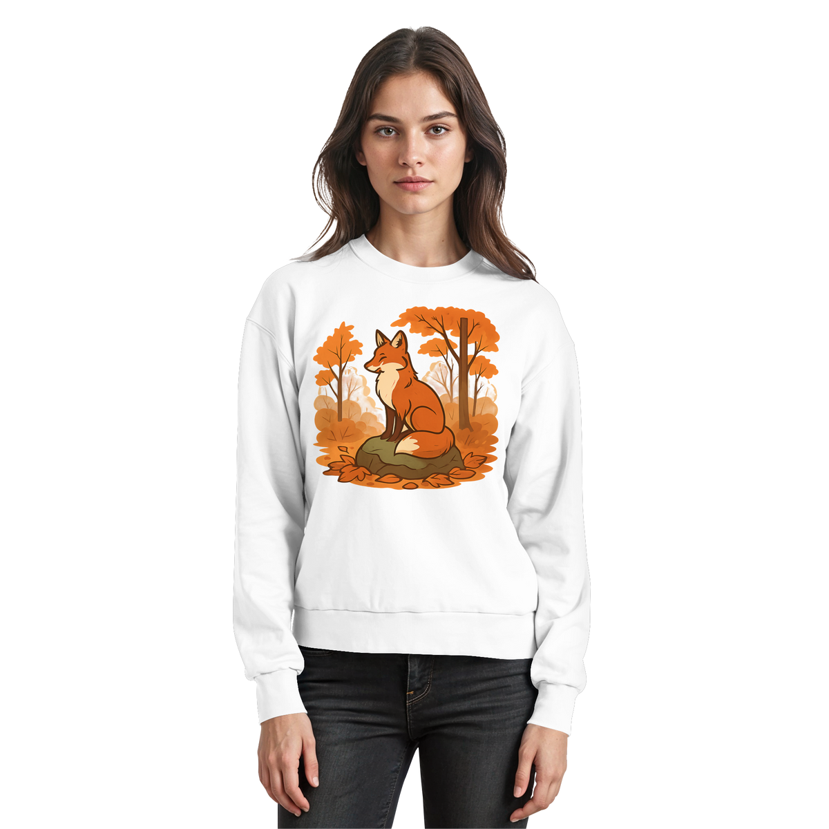 Arvenzo Ember Trail sweatshirt in arctic white, front view displaying comfortable fit and classic crewneck design.