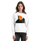 Arvenzo Bold Ascent sweatshirt in Arctic White, front view showing classic crewneck design and soft fabric texture
