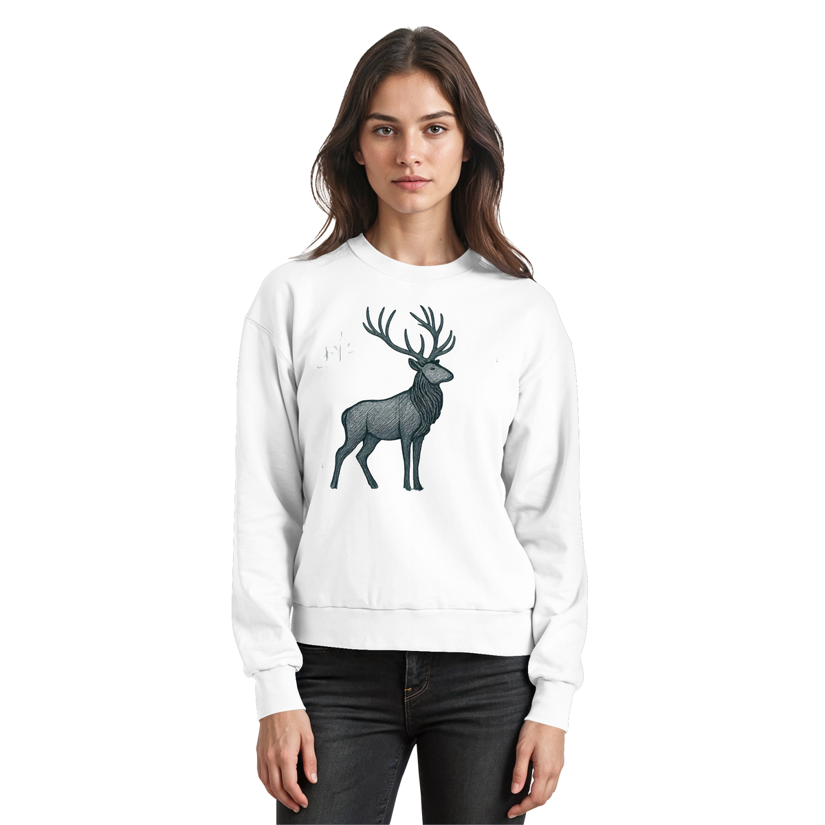 Arvenzo Mist Crown sweatshirt in Arctic White, front view showing casual sweatshirt with a simple design and comfortable fit.