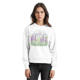 Arvenzo Alpine Bloom sweatshirt in Arctic White, front view showing a cozy, casual sweatshirt with a simple design.