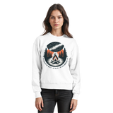 Arvenzo Star Map sweatshirt in Arctic White, front view showing celestial star pattern on cozy sweatshirt fabric.