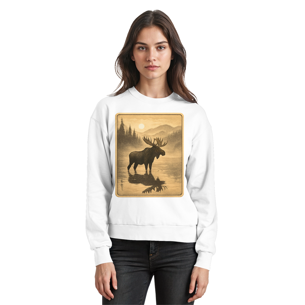Arvenzo Calm Shore sweatshirt in Arctic White, front view showing a cozy, casual sweatshirt with a simple design and soft fabric.