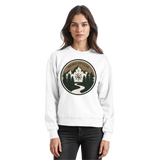Arvenzo Trail Crest sweatshirt in Arctic White, front view showing classic crewneck design and soft fabric.