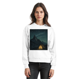 Arvenzo North Light sweatshirt in Arctic White, front view showcasing casual, comfortable design and soft fabric.