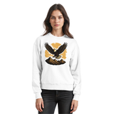 Arvenzo Iron Wing sweatshirt in Arctic White, front view showing classic crewneck design and minimalist logo on chest