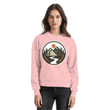 Baby pink Arvenzo Open Ground sweatshirt with a classic crewneck and long sleeves, displayed from the front.