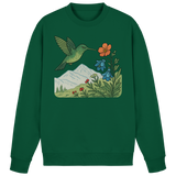 Arvenzo Bloom Wing sweatshirt in bottle green, front view showing a casual, stylish sweatshirt with a wing graphic design.
