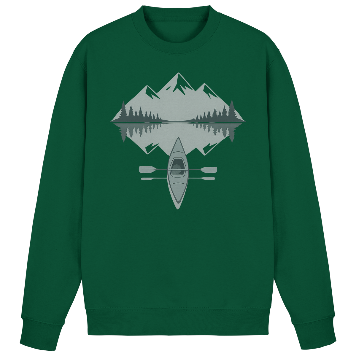 Arvenzo Mirror Lake Sweatshirt in bottle green, front view showing a simple crewneck design and soft fabric texture.