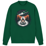 Arvenzo star map sweatshirt in bottle green, front view showing celestial design on cozy, casual sweatshirt.