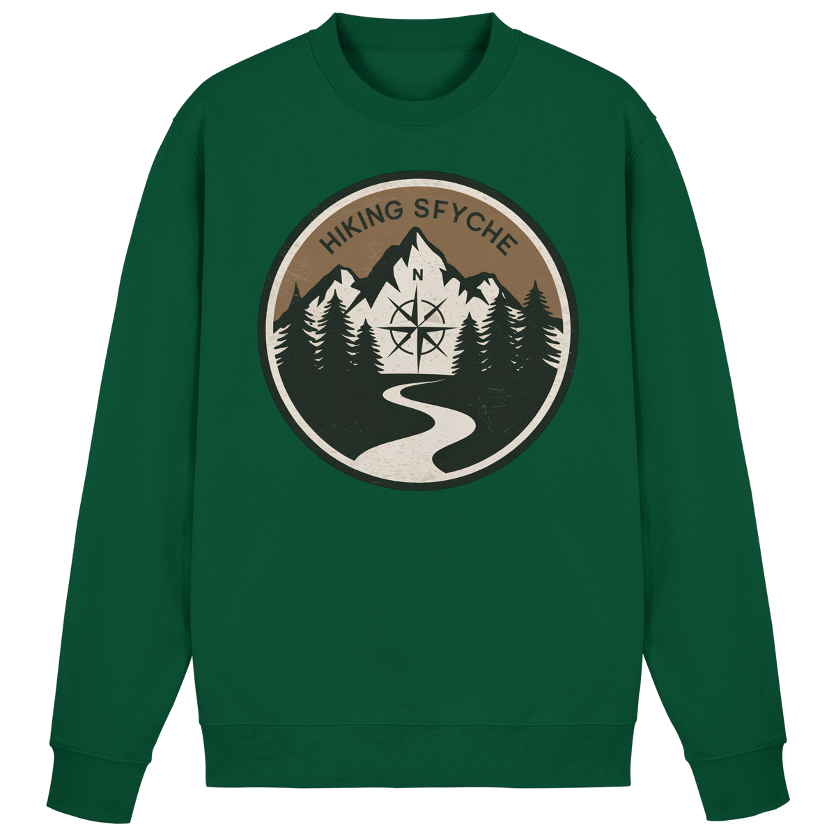 Arvenzo Trail Crest sweatshirt in bottle green, front view showing a casual, comfortable sweatshirt with a simple design.