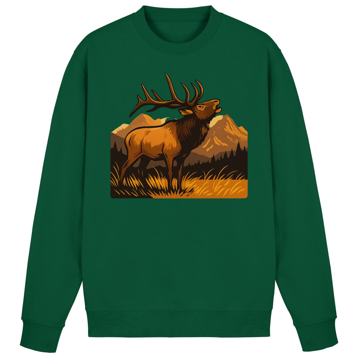 Bottle green Arvenzo Elk Meadow sweatshirt with a simple crewneck design, front view showing the soft fabric and classic fit.