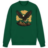 Arvenzo Iron Wing sweatshirt in bottle green, front view showing a minimalist design on a casual sweatshirt.