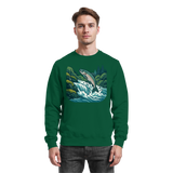 Front view of Arvenzo silver run sweatshirt in bottle green, featuring a classic crewneck design and soft fabric.