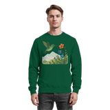 Arvenzo Bloom Wing sweatshirt in bottle green, front view showing a casual crewneck sweatshirt with a floral wing design.