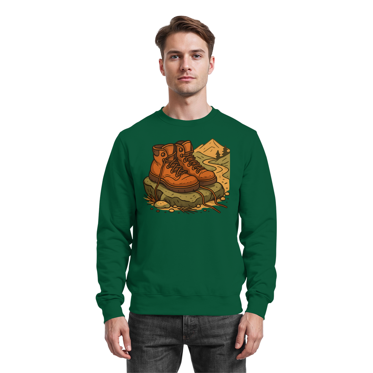 Arvenzo Trail Rest Sweatshirt in bottle green, front view showing a casual, comfortable sweatshirt for outdoor activities.