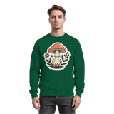Bottle green Still Roots sweatshirt by Arvenzo, front view showing a classic crew neck and relaxed fit.
