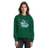 Front view of Arvenzo Silver Run sweatshirt in bottle green, showcasing a classic crewneck design and soft fabric.